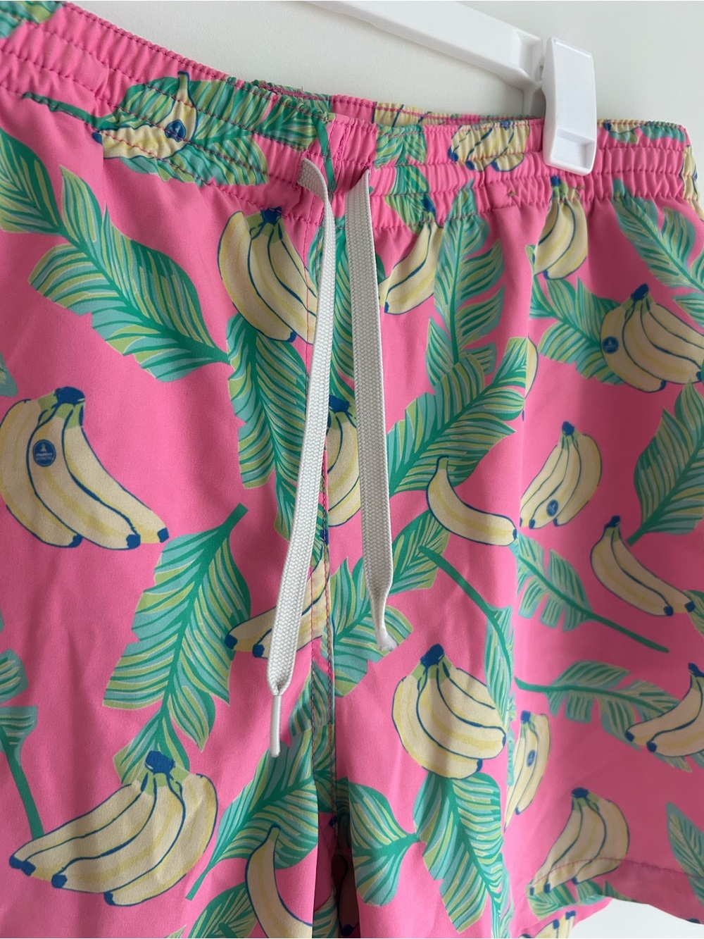 Chubbies Men's Tropical Banana Print Pink Swim Shorts L Elastic Waist Drawstring - Picture 5 of 8
